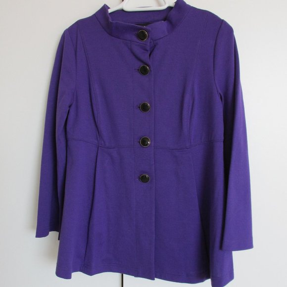 Bob Mackie Purple Knit-Jersey Swing Jacket NWT - Picture 2 of 11